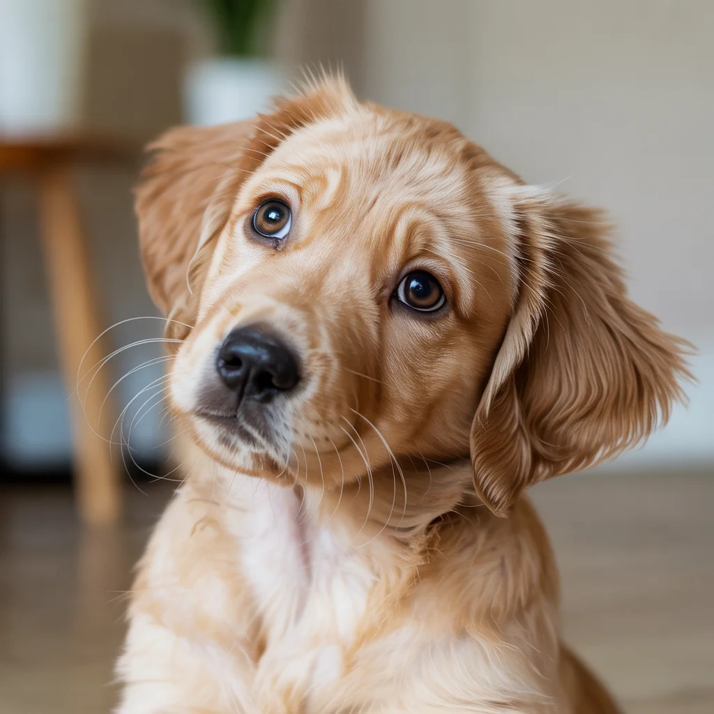 Curious dog tilting head